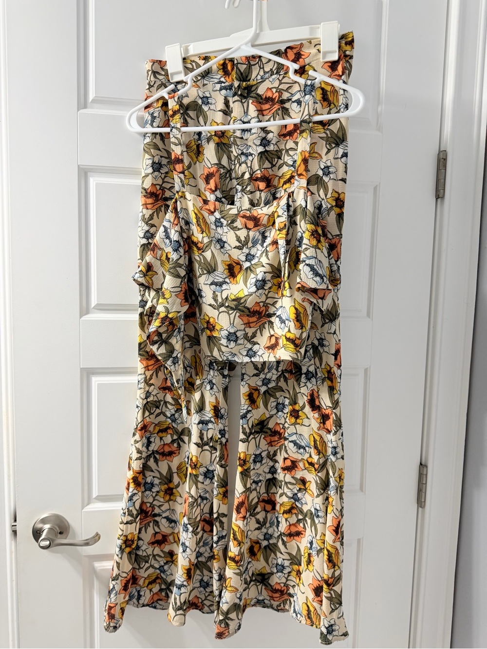 Luxxel Cream Jumpsuit with Orange & Yellow Floral Print